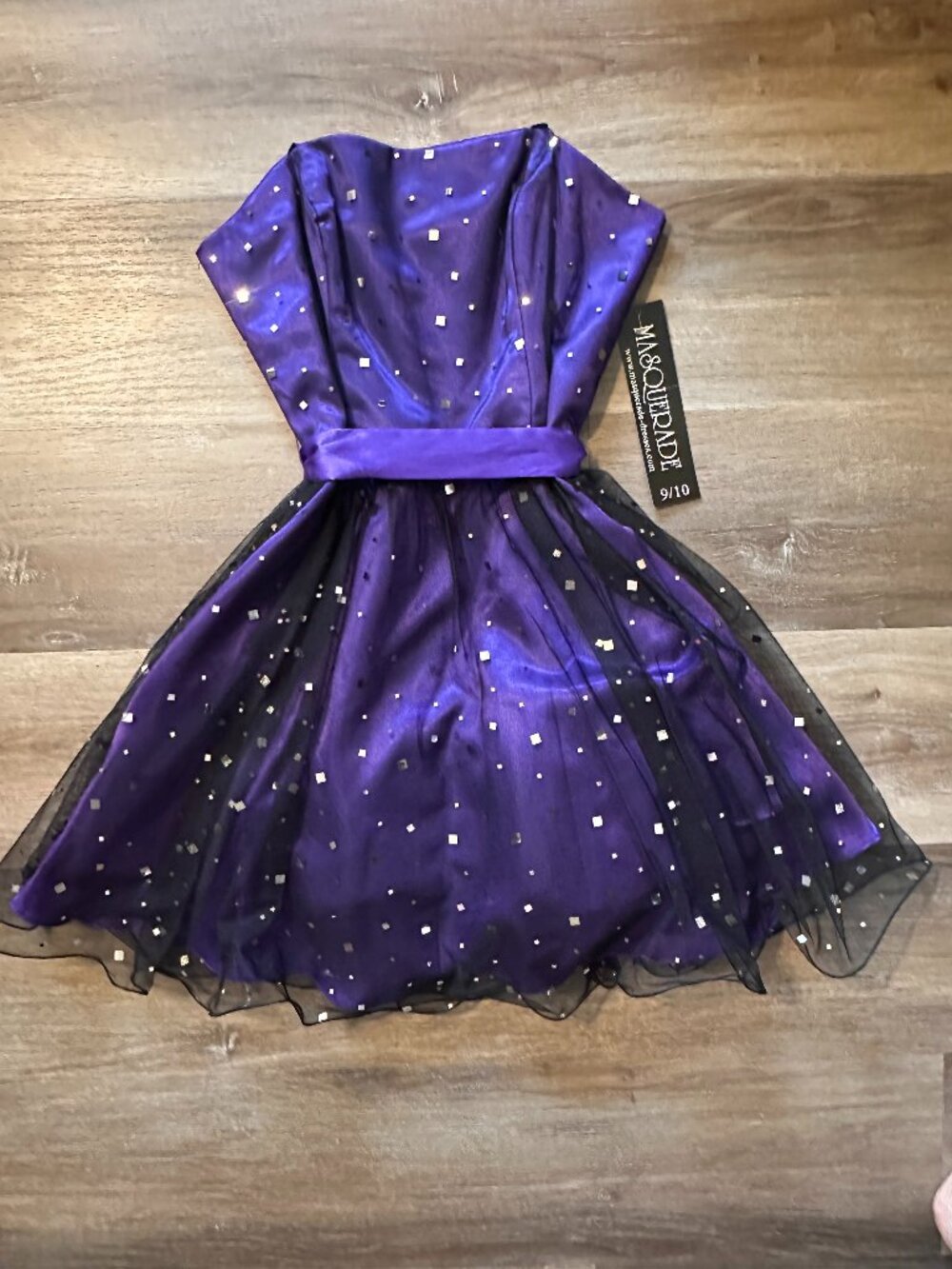 Masquerade Purple Strapless Homecoming Dress Silver Embellished Tulle Juniors 9